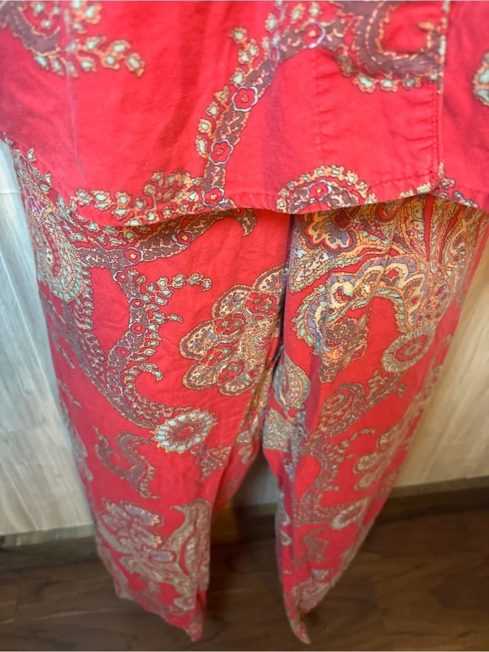Lauren Ralph Lauren Red Paisley Cotton Modal Pajama Set Size L